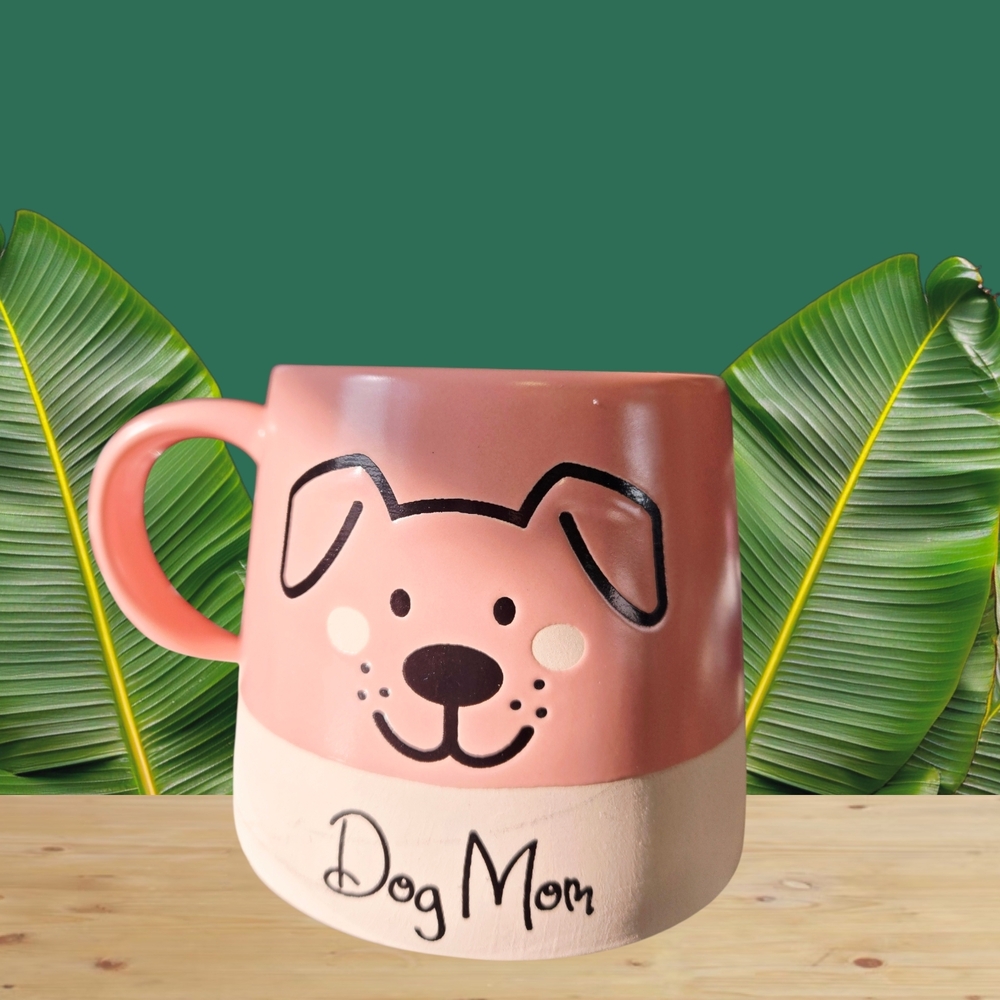 New Charming Pink and Cream Dog Mom Mug 4.25"x3.5" NWT - Picture 2 of 3